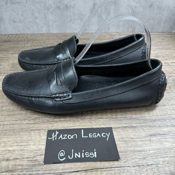 Saks Fifth Avenue Black Label~Women’s~Black Leather Driving Moccasins~Size 9 B - Picture 1 of 8
